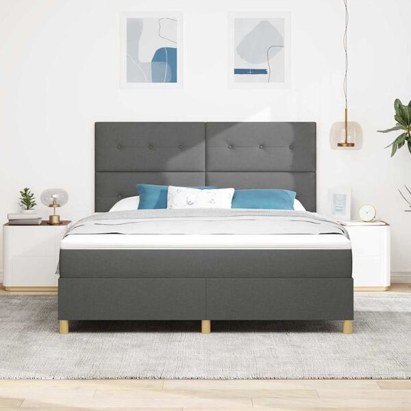 vidaXL Letto a molle con materasso Grigio scuro 180 x 200 cm Tessuto