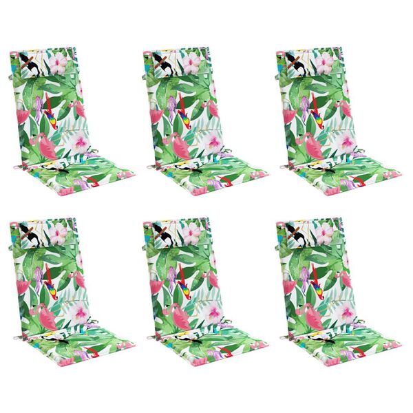 vidaXL Cuscini per Sedia Schienale Alto 6pz Multicolore Tessuto Oxford