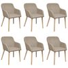 vidaXL Sedie da Pranzo 6pz Beige in Tessuto e Legno Massello di Rovere