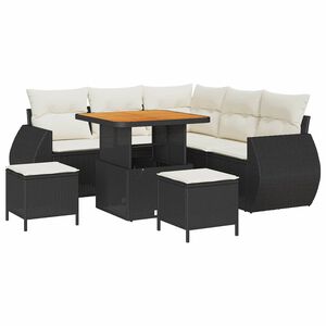 vidaXL Set Divano da Giardino 8 pcs Nero polyrattan