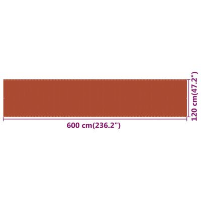 vidaXL Paravento da Balcone Arancione 120x600 cm in HDPE
