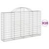 vidaXL Cesti Gabbioni ad Arco 18 pz 200x30x120/140 cm Ferro Zincato