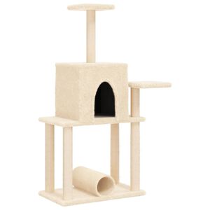 vidaXL Albero per Gatti con Tiragraffi in Sisal Crema 122 cm