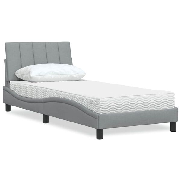 vidaXL Letto con Materasso Hanko Grigio Chiaro 80x200 cm in Tessuto