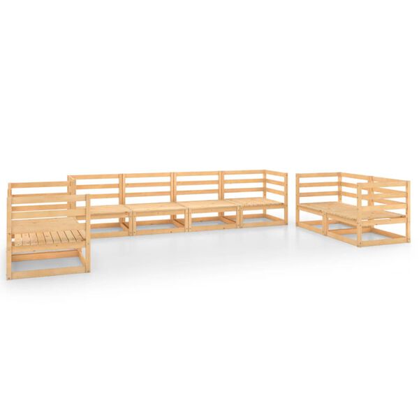 vidaXL Set Divani da Giardino 8 pz in Legno Massello di Pino
