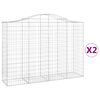 vidaXL Cesti Gabbioni ad Arco 2 pz 200x50x140/160 cm Ferro Zincato