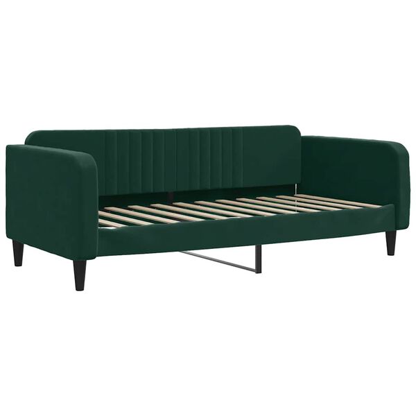 vidaXL Divano Letto con Materasso Verde Scuro 100x200 cm in Velluto