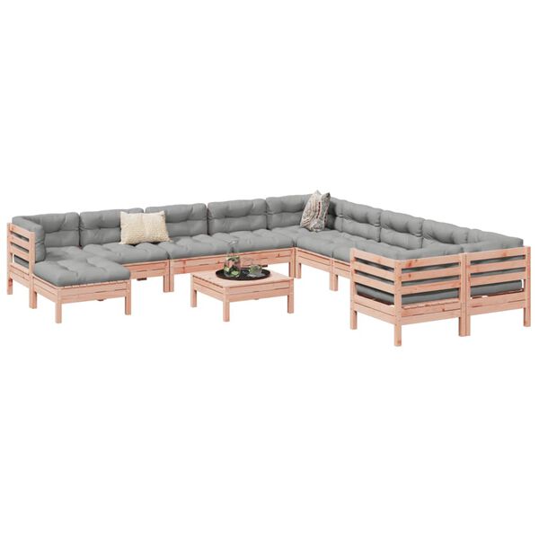 vidaXL Set Divani Giardino 12 pz Cuscini Legno Massello Abete Douglas