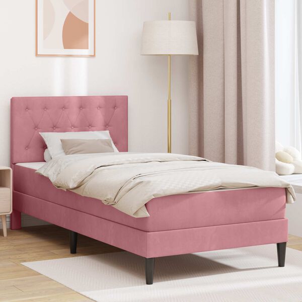 vidaXL Struttura letto con materasso Rosa 80 x 200 cm Velluto