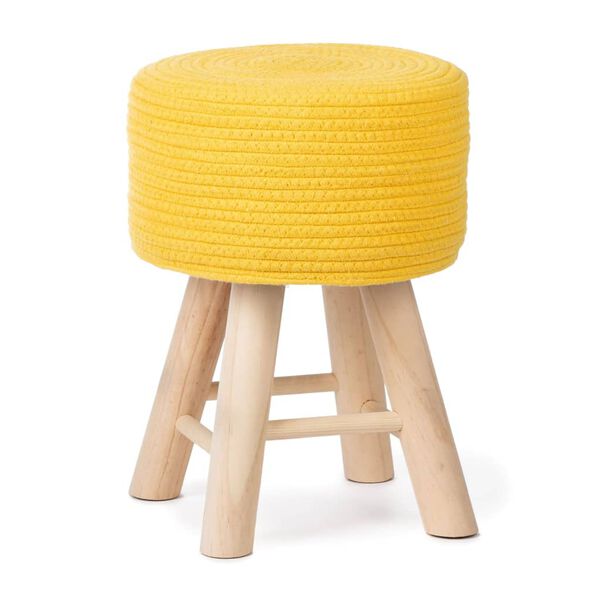 KidsDepot Sgabello Iggy 29 cm Cotone e Legno Giallo