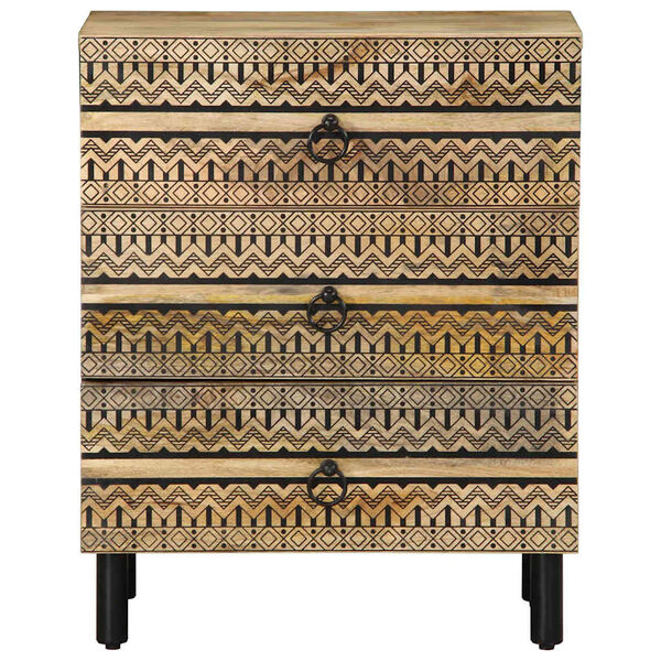 vidaXL Comodino Nero 50x33x62 cm in Legno Massello di Mango Grezzo