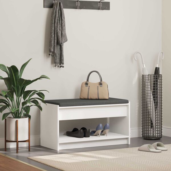 vidaXL Panca per ingresso con cuscino Bianco 83 x 38 x 45 cm