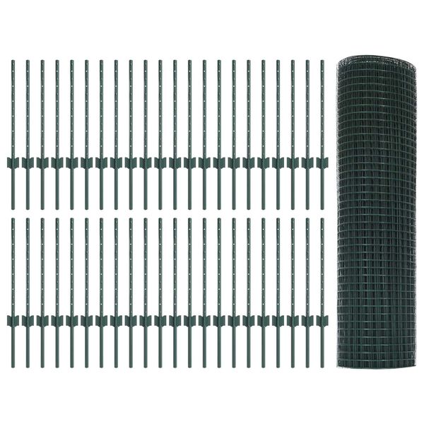 vidaXL Recinzione con Posto Verde 0,6 x 100 m Acciaio e PVC