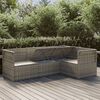 vidaXL Set Divani da Giardino 4 pz con Cuscini in Polyrattan Grigio