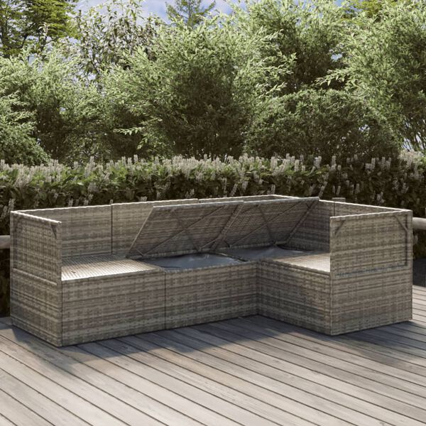 vidaXL Set Divani da Giardino 4 pz con Cuscini in Polyrattan Grigio
