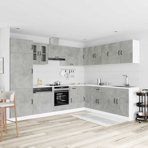 vidaXL Set Mobili da Cucina 14 pz Kalmar Grigio Cemento in Truciolato