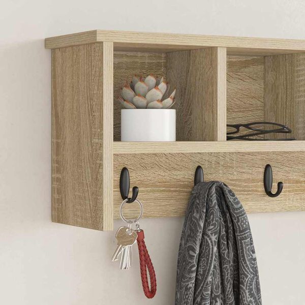 vidaXL Appendiabiti a muro rovere sonoma 75 x 16 x 26 cm