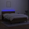 vidaXL Letto a Molle Materasso e LED MarroneScuro 140x190cm in Tessuto