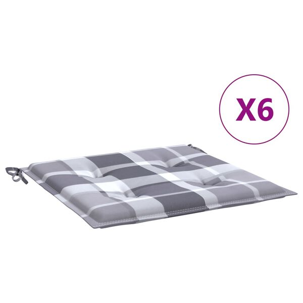 vidaXL Cuscini per Sedia 6 pz a Quadri Grigi 50x50x4 cm Tessuto Oxford