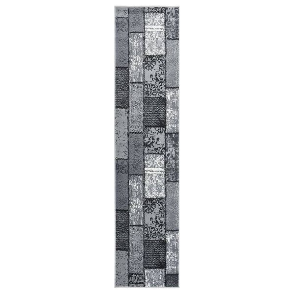 vidaXL Tappeto Lungo in BCF Grigio con Motivo a Blocchi 80x450 cm