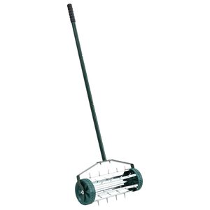 vidaXL Rullo per Prato da Tirare con Pinze Aeratore Verde