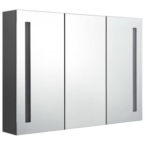 vidaXL Armadietto Bagno con Specchio e LED 89x14x62 cm Grigio