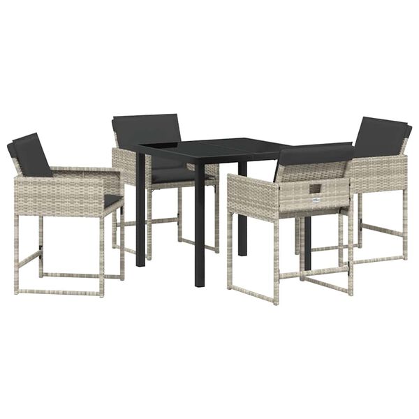 vidaXL Set da Pranzo per Giardino 5 pcs Grigio chiaro polyrattan