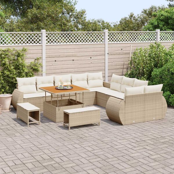 vidaXL Set Divano da Giardino 13 pcs Beige polyrattan