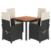 vidaXL Set da Pranzo da Giardino 5 pz Nero con Cuscini in Polyrattan