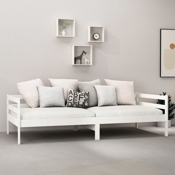 vidaXL Divano Letto con Materasso 90x200 cm Bianco in Legno di Pino