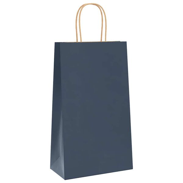 vidaXL Sacchetti di Carta 250 pz con Manici Blu 21x11x36 cm
