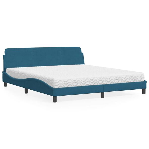 vidaXL Letto con Materasso Dover Blu 180x200 cm in Velluto