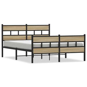 vidaXL Giroletto senza Materaso in Metallo Rovere Sonoma 150x200 cm