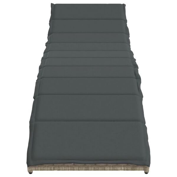 vidaXL Lettino Prendisole con Cuscino Grigio 55x199x50cm in Polyrattan