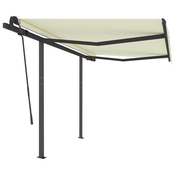vidaXL Tenda da Sole Retrattile Automatica con Pali 3x2,5 m Crema
