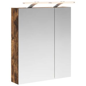 vidaXL Mobiletto per specchio da bagno Rovere fum&eacute; 60 x 14,5 x 70 cm