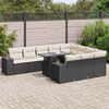 vidaXL Set Divani da Giardino 11 pz con Cuscini in Polyrattan Nero