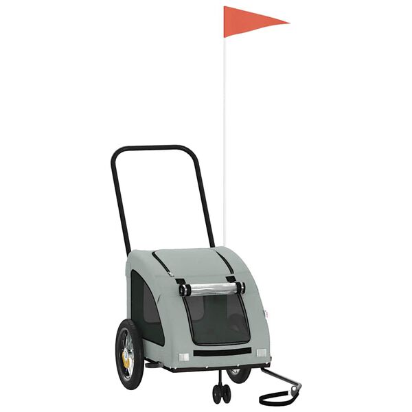 vidaXL Rimorchio da Bici per Animali Grigio Oxford e Ferro