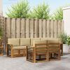 vidaXL Set divano sezionale con cuscino 7 pcs Naturale e Beige