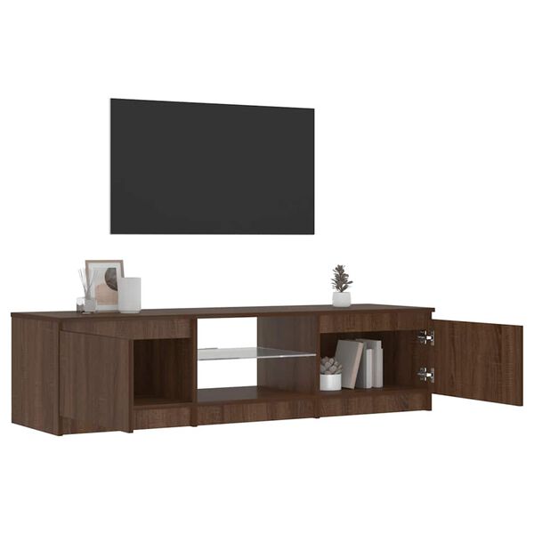 vidaXL Mobile Porta TV con Luci LED rovere marrone 140x40x36 cm