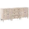 vidaXL Credenza 3 pz 60 x 33,5 x 75 cm Legno di mango massello Bianco