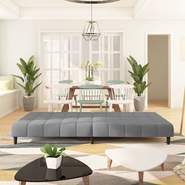 vidaXL Divano Letto a 2 Posti Grigio Chiaro in Velluto