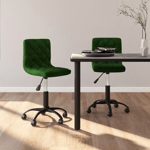vidaXL Sedie da Pranzo Girevoli 2 pz Verde Scuro in Velluto