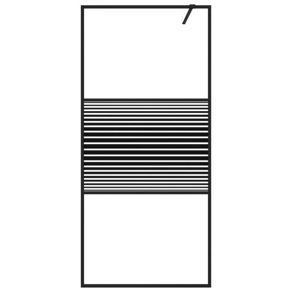 vidaXL Parete Doccia Walk in Nero 90x195 cm Vetro Trasparente ESG