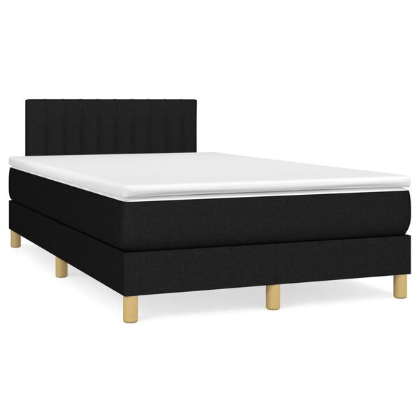 vidaXL Letto a Molle con Materasso e LED Nero 120x190 cm in Tessuto