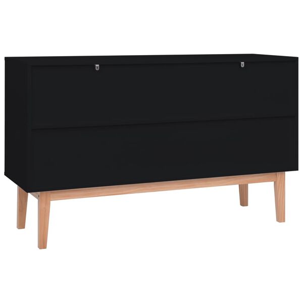 vidaXL Credenza Nera 130x40x80 cm in MDF e Rattan