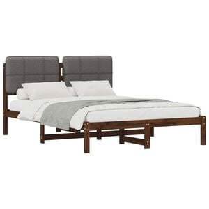 vidaXL Letto con Testiera Rivestita Marrone scuro e grigio chiaro