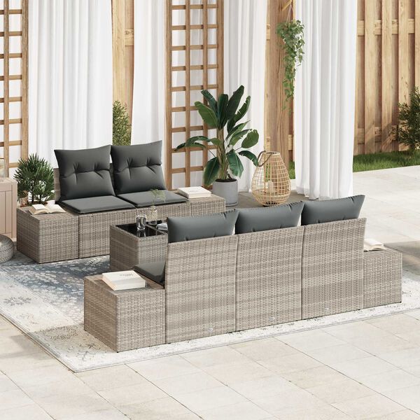 vidaXL Set Divano da Giardino 6 pcs Grigio chiaro polyrattan
