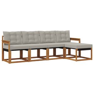 vidaXL Set di divani da esterno 5 pz Grigio Naturale e Chiaro