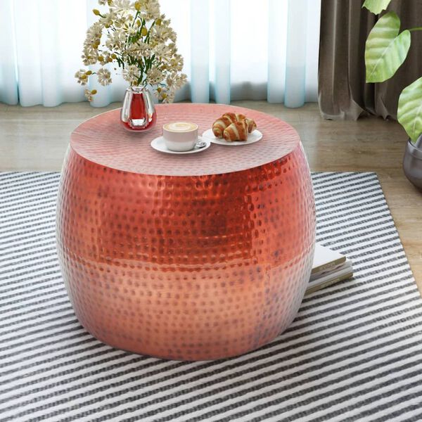 vidaXL Tavolino da Salotto Rotondo Alluminio con Finitura Rame Marrone